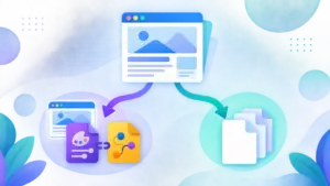 특정 페이지에만 CSS와 JavaScript가 조건부로 적용되는 개념을 보여주는 다이어그램