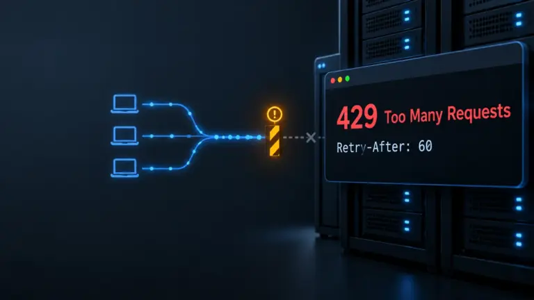 HTTP 429 Too Many Requests 응답과 Retry-After 헤더를 보여주는 서버 진단 화면